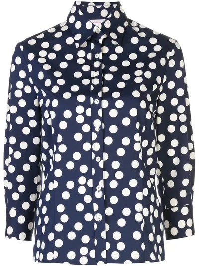 Carolina Herrera Classic Polka Dot Button-down Shirt In Navy Multi