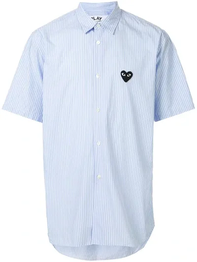 Comme Des Garçons Play Short Sleeve Striped Shirt In 1 Blue