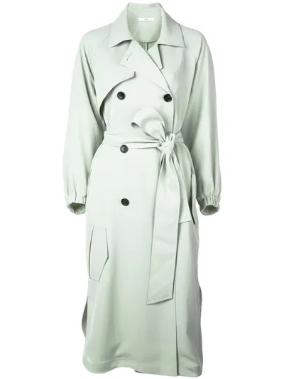 Tibi Draped Twill Trench Dress In Pistachio