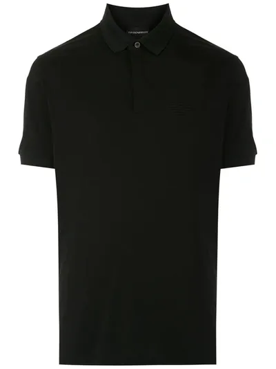 Emporio Armani Tonal-logo Polo Shirt In Black