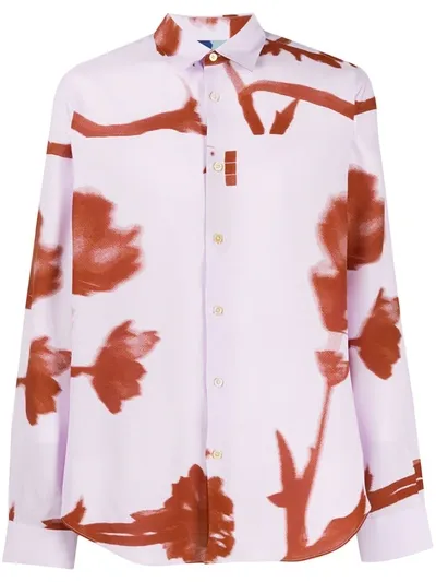 Paul Smith Floral-print Long Sleeved Shirt In Pink