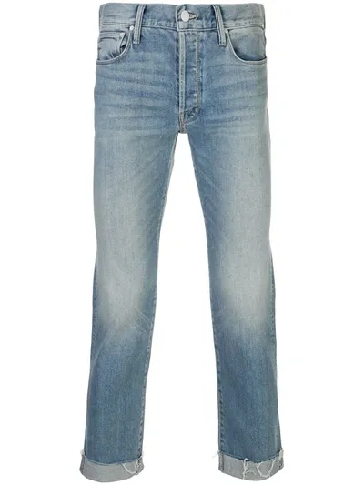 Mother The Neat Frayed Cuff Jeans In Blue