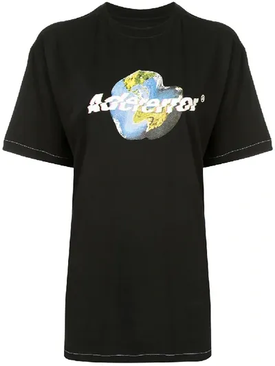 Ader Error Earth Print T-shirt In Black