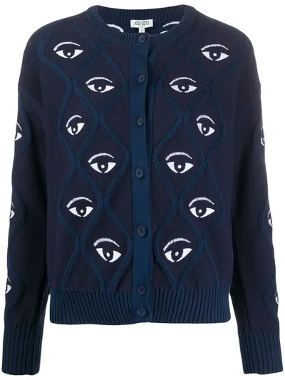 Kenzo Eye Pattern Cardigan In Blue