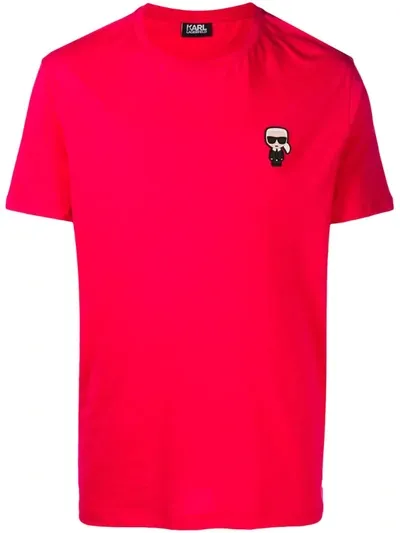 Karl Lagerfeld Logo-patch Crew Neck T-shirt In Red