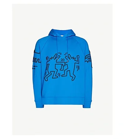 Etudes Studio Études X Keith Haring Graphic-embroidery Cotton-jersey Hoody In Blue