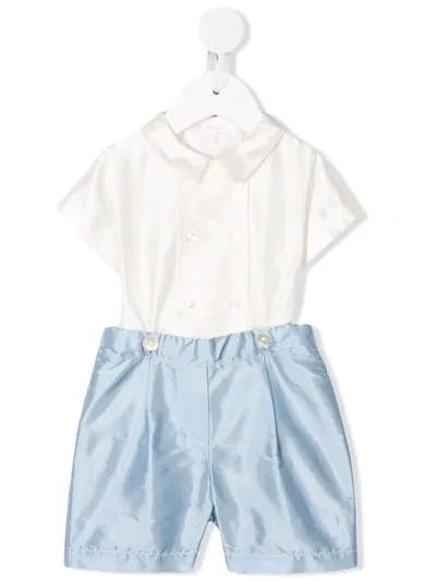 Mariella Ferrari Babies' Two-tone Satin Short Set In Blue