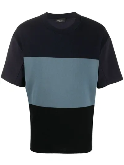 Roberto Collina Colour-block Short Sleeve T-shirt In Blue