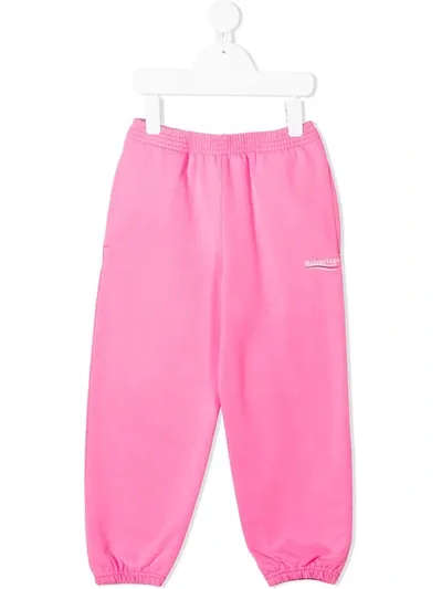 Balenciaga Kids' Logo-print Track Trousers In Fuchsia