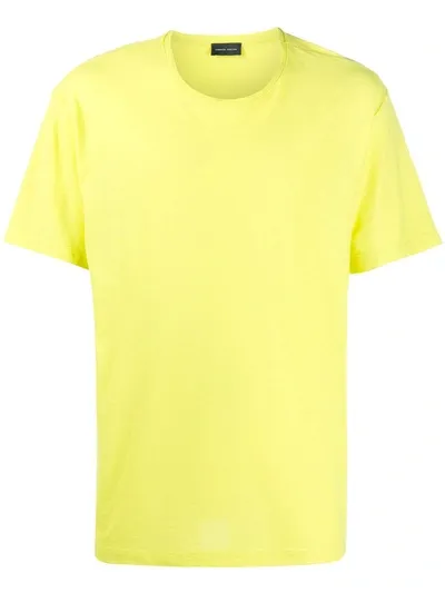 Roberto Collina Round Neck Cotton T-shirt In Yellow