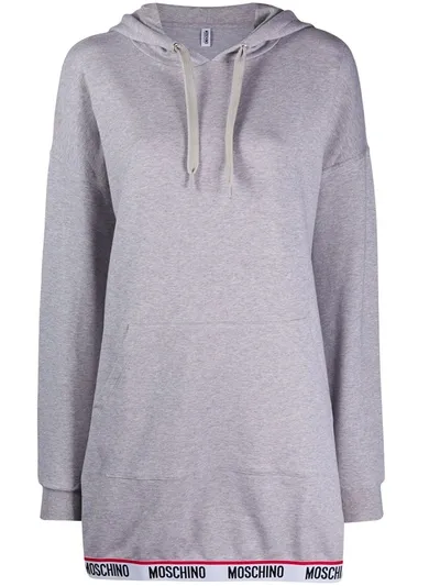 Moschino Logo Band Knitted Hoodie In Grey