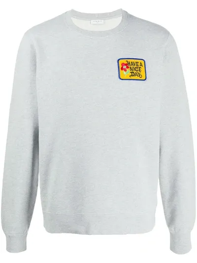 Sandro Have A Nice Day Embroidered Sweatshirt In Mocked Gray