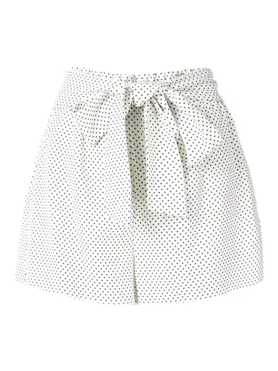 Alice And Olivia Alice + Olivia Linn Dot Print Tie-front Shorts In Mini Dot Soft White