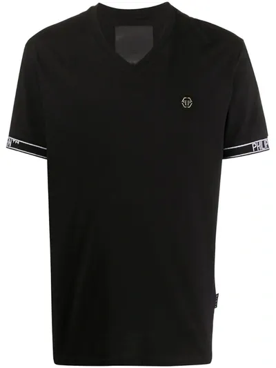 Philipp Plein Logo Cuff T-shirt In Black