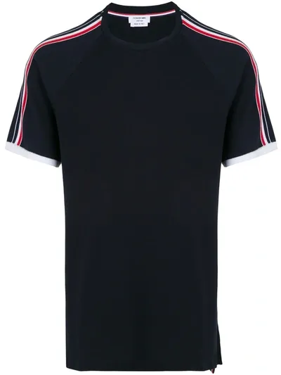 Thom Browne Short Raglan Sleeve T-shirt In Classic Pique Navy In Blue