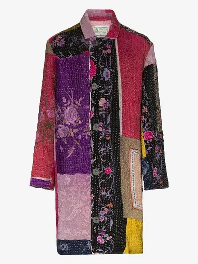 By Walid Rufus Embroidered Patchwork Coat In Pink