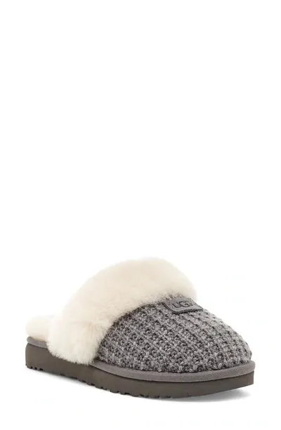 Ugg Cozy Knit Genuine Shearling Slipper In Charcoal