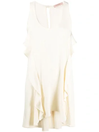 Twinset Ruffle-trimmed Top In Neutrals