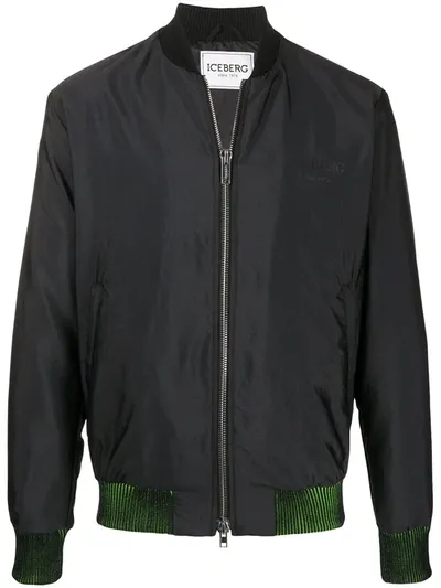 Iceberg Contrasting Details Bomber Jacket In Black