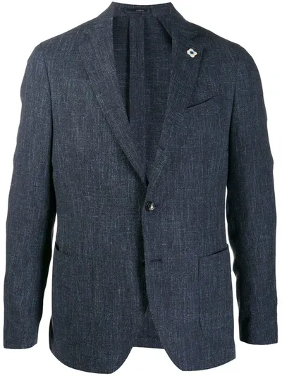 Lardini Textured Single-breasted Blazer In Blue