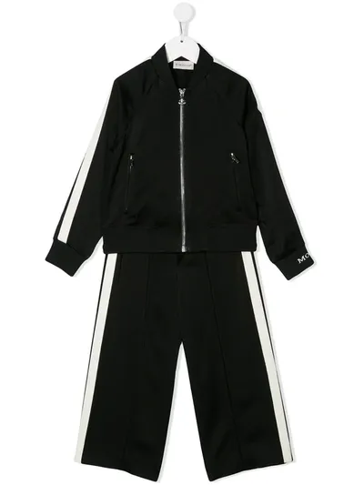 Moncler Kids' Striped Branded Tracksuit In Black