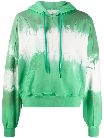 Off-white Arrows Tie-dye Cotton Hoodie In Green