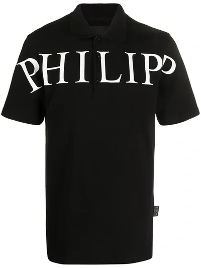 Philipp Plein Logo Print Polo Shirt In Black