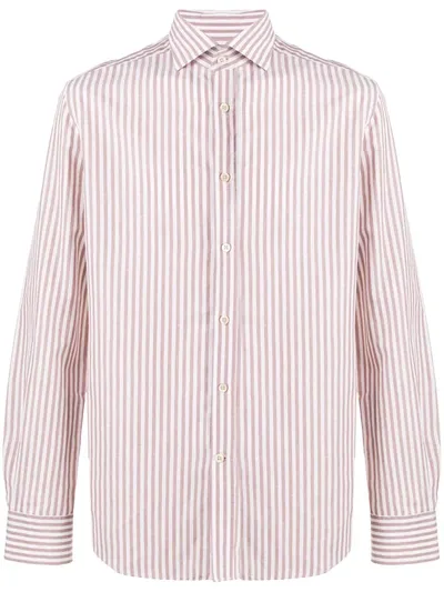 Corneliani Stripe Print Shirt In Brown