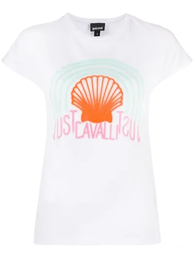 Just Cavalli Shell Print T-shirt In White