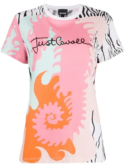 Just Cavalli Seahorse Print T-shirt In Orange