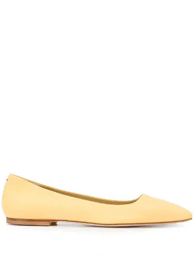 Aeyde Gina Square Toe Ballerina Shoes In Yellow