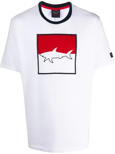 Paul & Shark Shark Logo Embroidery Jersey T-shirt In White