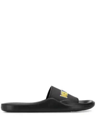 Kenzo Ladies Logo Pool Slides In Black