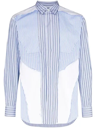 Comme Des Garçons Shirt Striped Inside-out Look Shirt In Blue