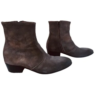 Pre-owned Jean-michel Cazabat Leather Ankle Boots In Anthracite