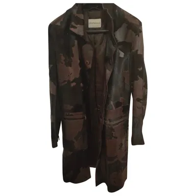 Pre-owned Emporio Armani Leather Coat In Brown