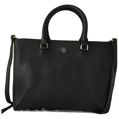 Pre-owned Tory Burch Leather Handbag In Black