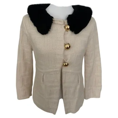 Pre-owned Milly Cashmere Cardigan In White