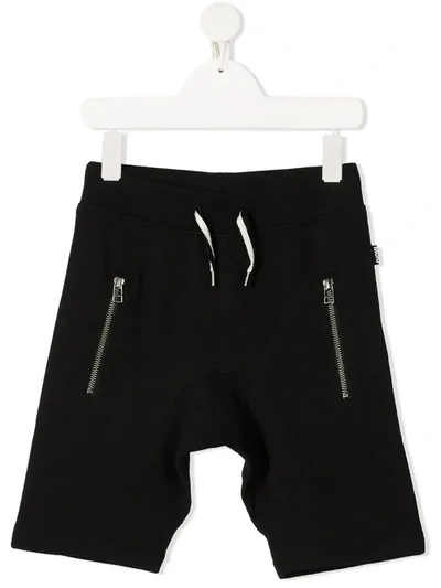 Molo Kids' Boy's Ashton Solid Cotton Drawstring Shorts In Black