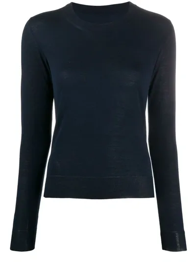 Maison Margiela Piped Trim Fine Knit Jumper In Blue