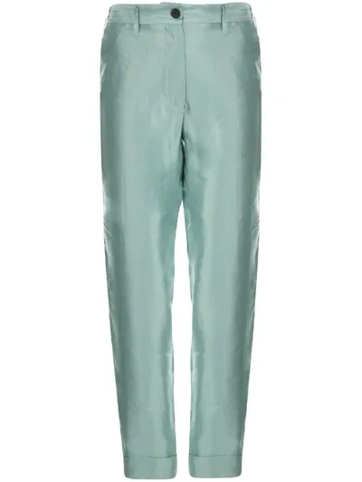 Ann Demeulemeester High Rise Tapered Trousers In Blue