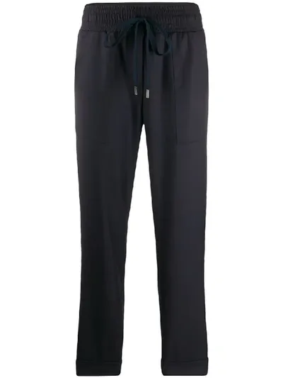 Alessia Santi Elasticated Cropped Leg Trousers In Blue