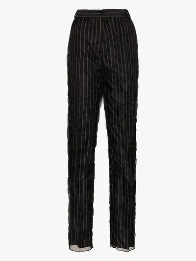 Y/project Stripe Overlay High-rise Trousers In Black