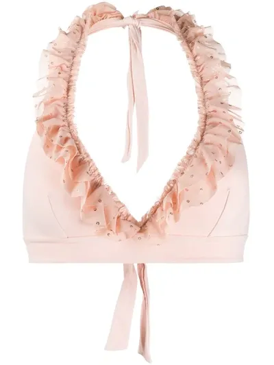 Fisico Ruffle Trim Bikini Top In Pink