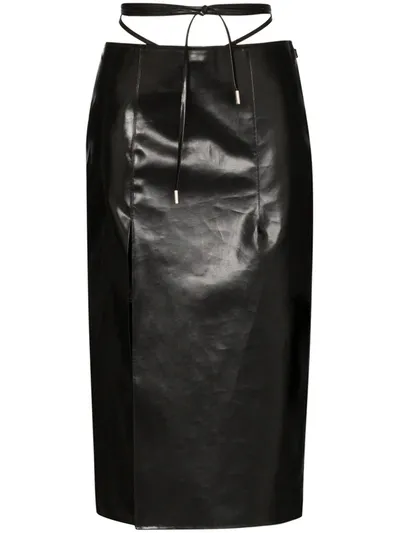 Supriya Lele Rubberised Utility Tie Midi Skirt In Black