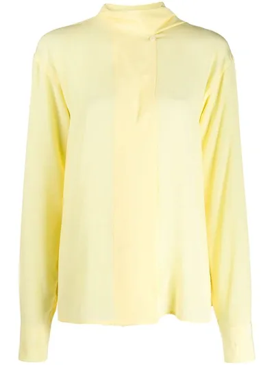 Victoria Beckham Tied-neck Silk-crepe Blouse In Lemon