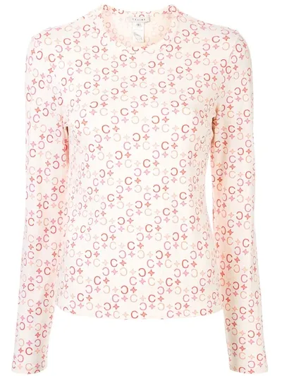 Pre-owned Celine Macadam Print Long-sleeved T-shirt In White