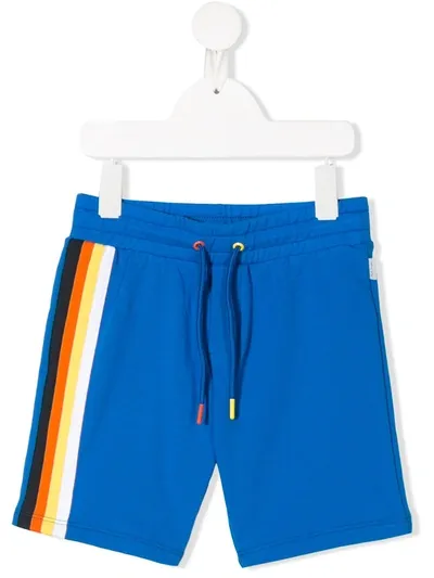 Paul Smith Junior Kids' Side Stripe Track Shorts In Blue