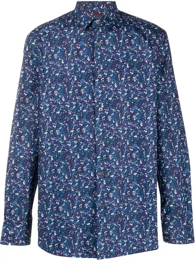 Paul Smith Soho Floral Button-down Slim Fit Shirt In Blue