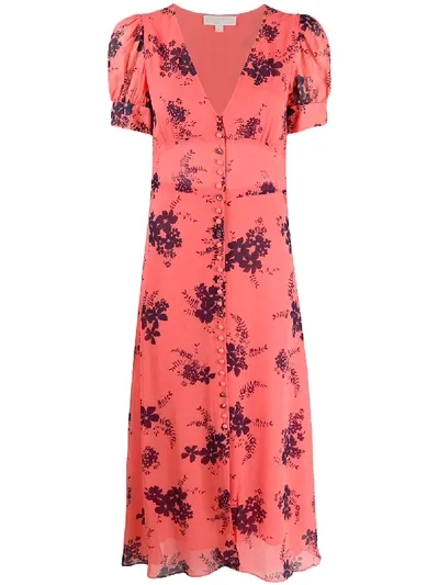 Michael Michael Kors Floral-print Crepe Midi Dress In Red